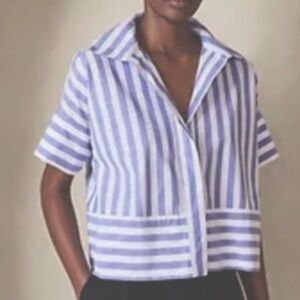 Laurel French-Cuff Shirt  Stripe Button down NWT